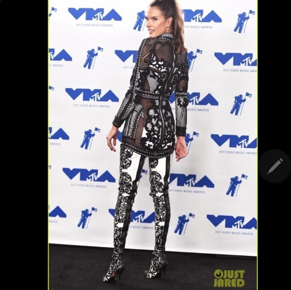 Balmain Lace-Up Laser-Cut Leather Thigh Boots Size 41 - Picture 15 of 16